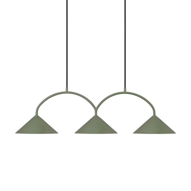 Nowoczesna potrójna lampa nad stół zielona Curve